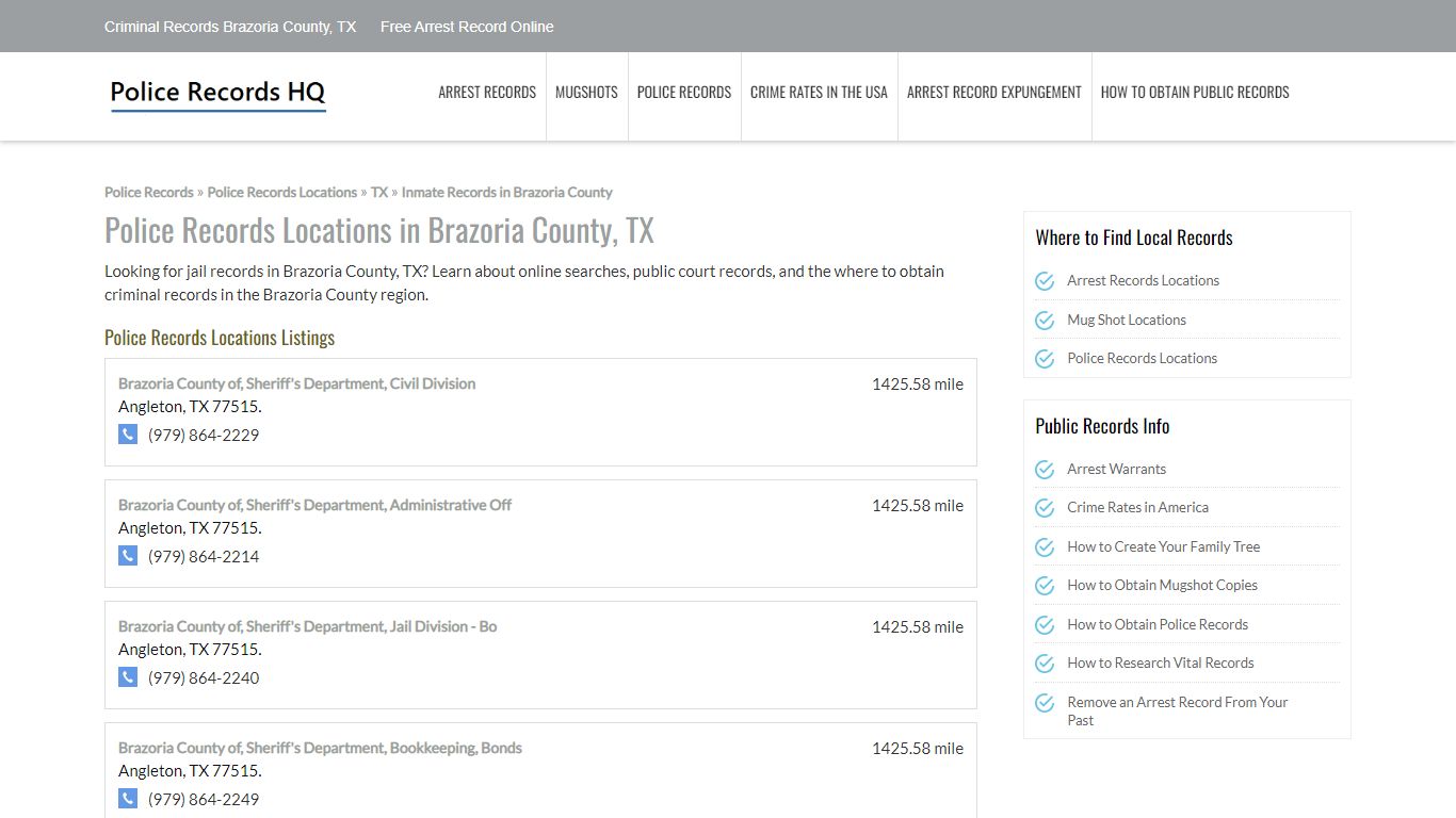 Criminal Records Brazoria County, TX - Free Arrest Record Online
